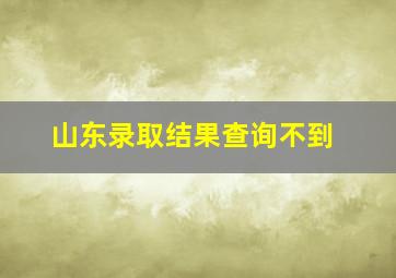 山东录取结果查询不到