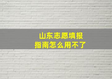 山东志愿填报指南怎么用不了