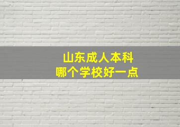 山东成人本科哪个学校好一点