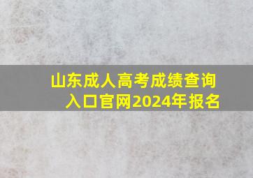 山东成人高考成绩查询入口官网2024年报名