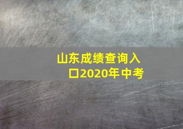 山东成绩查询入口2020年中考