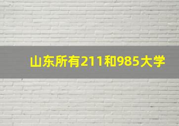 山东所有211和985大学