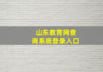 山东教育网查询系统登录入口