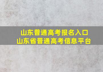 山东普通高考报名入口山东省普通高考信息平台