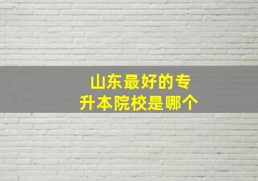 山东最好的专升本院校是哪个