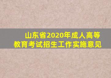 山东省2020年成人高等教育考试招生工作实施意见