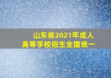 山东省2021年成人高等学校招生全国统一