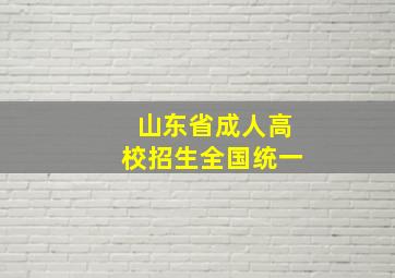 山东省成人高校招生全国统一