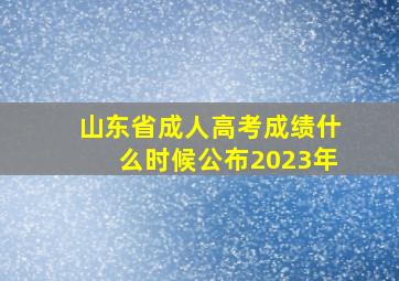 山东省成人高考成绩什么时候公布2023年