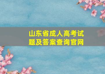 山东省成人高考试题及答案查询官网