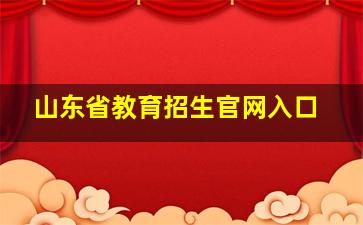 山东省教育招生官网入口