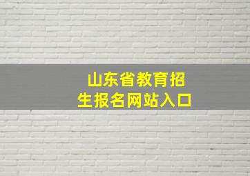 山东省教育招生报名网站入口