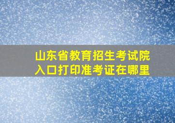 山东省教育招生考试院入口打印准考证在哪里