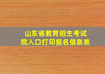 山东省教育招生考试院入口打印报名信息表