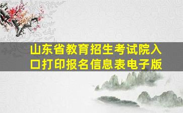 山东省教育招生考试院入口打印报名信息表电子版