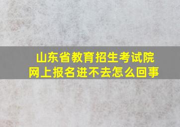 山东省教育招生考试院网上报名进不去怎么回事