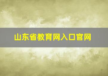 山东省教育网入口官网