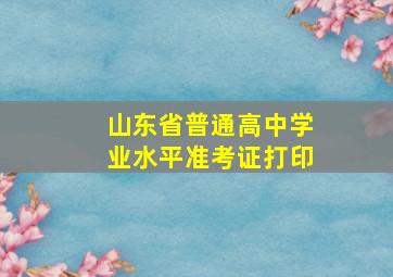 山东省普通高中学业水平准考证打印