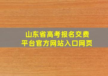 山东省高考报名交费平台官方网站入口网页