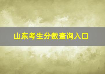 山东考生分数查询入口