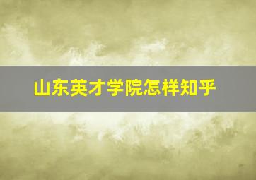 山东英才学院怎样知乎