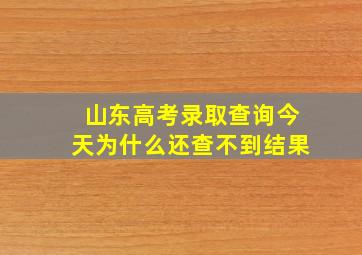 山东高考录取查询今天为什么还查不到结果