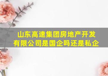 山东高速集团房地产开发有限公司是国企吗还是私企