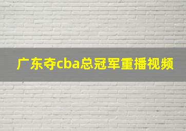 广东夺cba总冠军重播视频