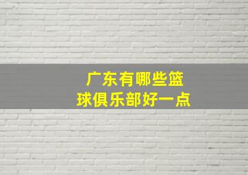 广东有哪些篮球俱乐部好一点