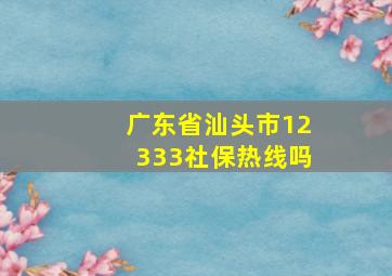 广东省汕头市12333社保热线吗