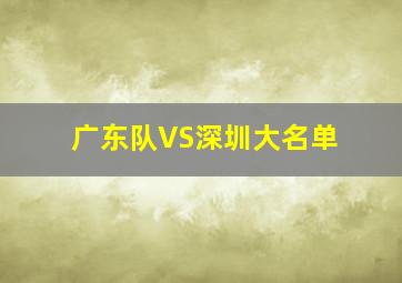 广东队VS深圳大名单