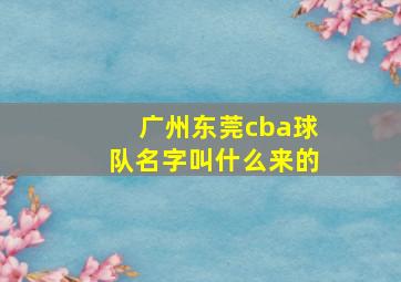 广州东莞cba球队名字叫什么来的