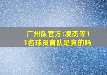 广州队官方:凌杰等11名球员离队是真的吗