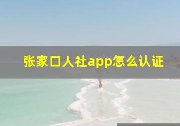 张家口人社app怎么认证