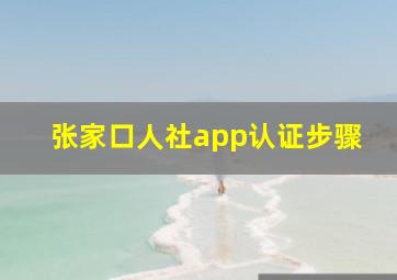 张家口人社app认证步骤