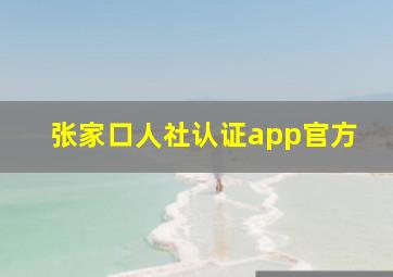 张家口人社认证app官方