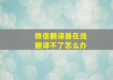 微信翻译器在线翻译不了怎么办