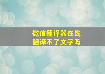 微信翻译器在线翻译不了文字吗