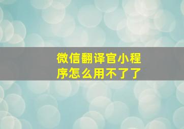 微信翻译官小程序怎么用不了了