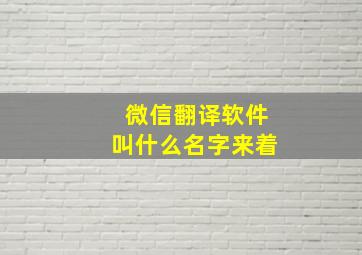 微信翻译软件叫什么名字来着