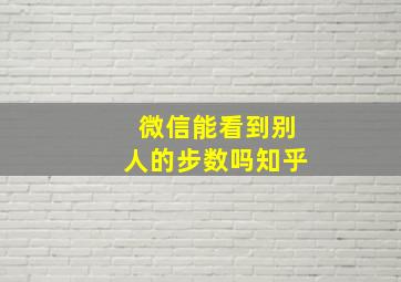 微信能看到别人的步数吗知乎