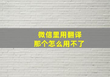 微信里用翻译那个怎么用不了