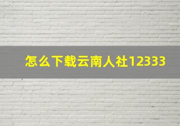 怎么下载云南人社12333