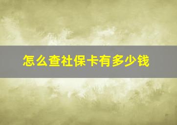 怎么查社保卡有多少钱