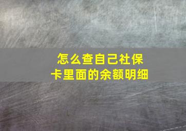 怎么查自己社保卡里面的余额明细