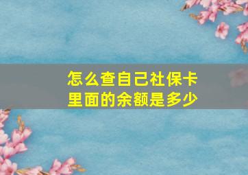 怎么查自己社保卡里面的余额是多少