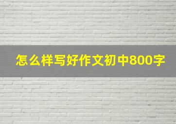 怎么样写好作文初中800字