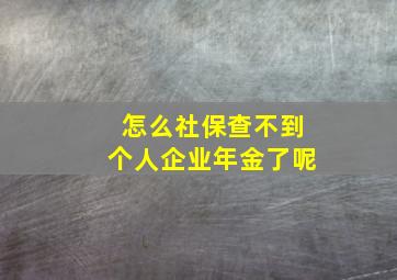 怎么社保查不到个人企业年金了呢