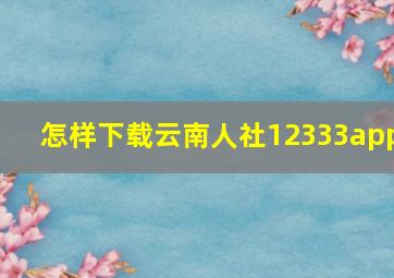 怎样下载云南人社12333app