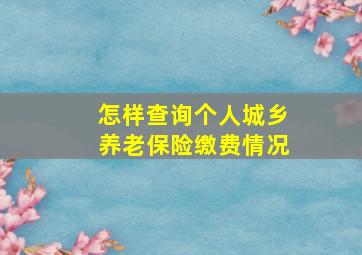 怎样查询个人城乡养老保险缴费情况